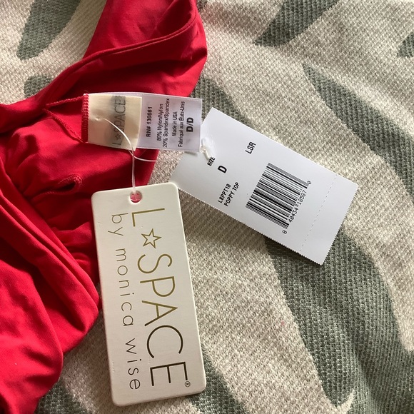 NWT l*space poppy halter top, red, D cup - Picture 4 of 9